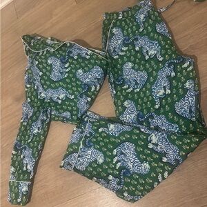 Printfresh Tiger Queen - Long Sleep Set in Jade